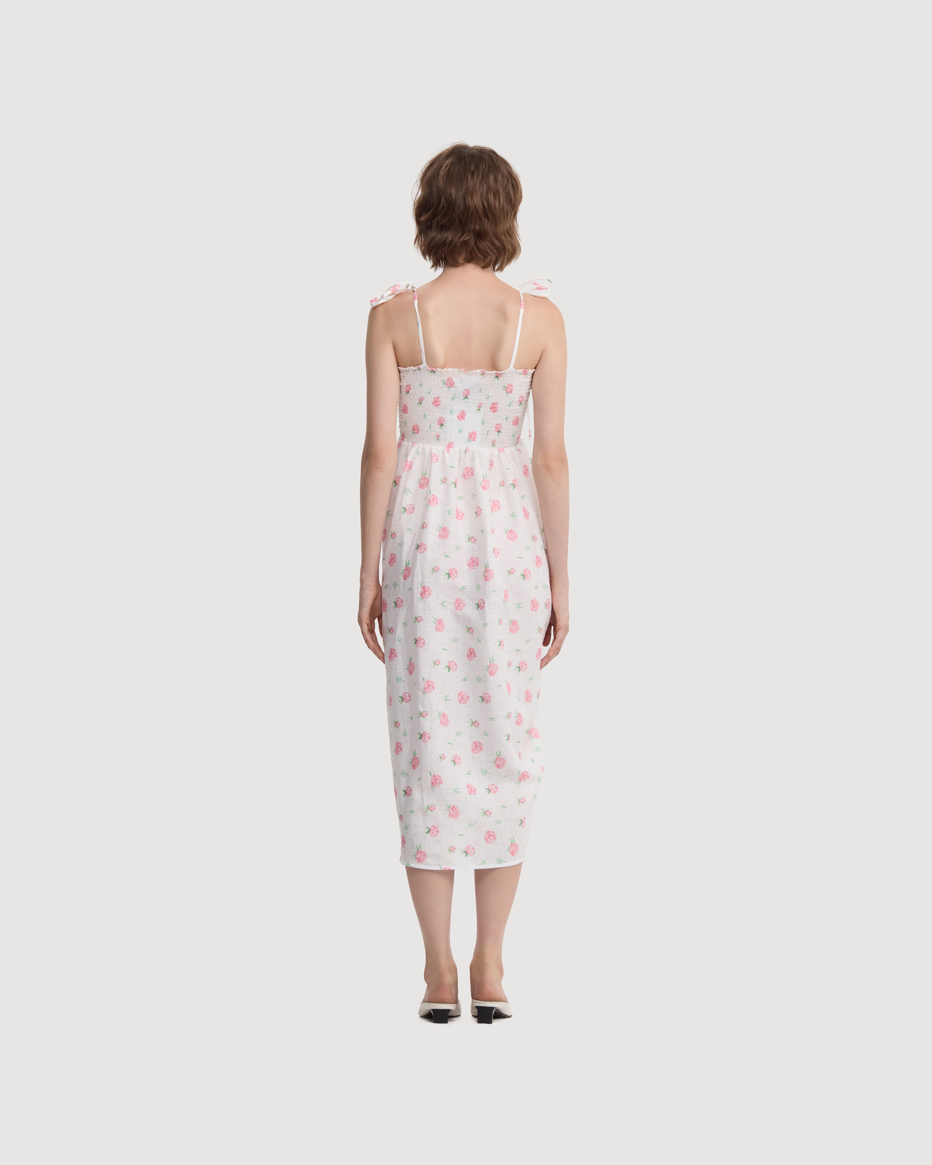 atlanta linen dress with rose detail in blue Atlanta Linen Dress in Linum